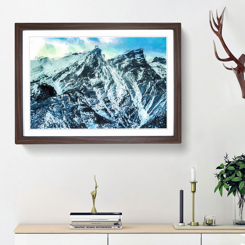 Mountain Tops in Canada in Abstract - Picture Frame Graphic Art Print, Walnut Framed, 62cm H x 87cm W x 2cm D