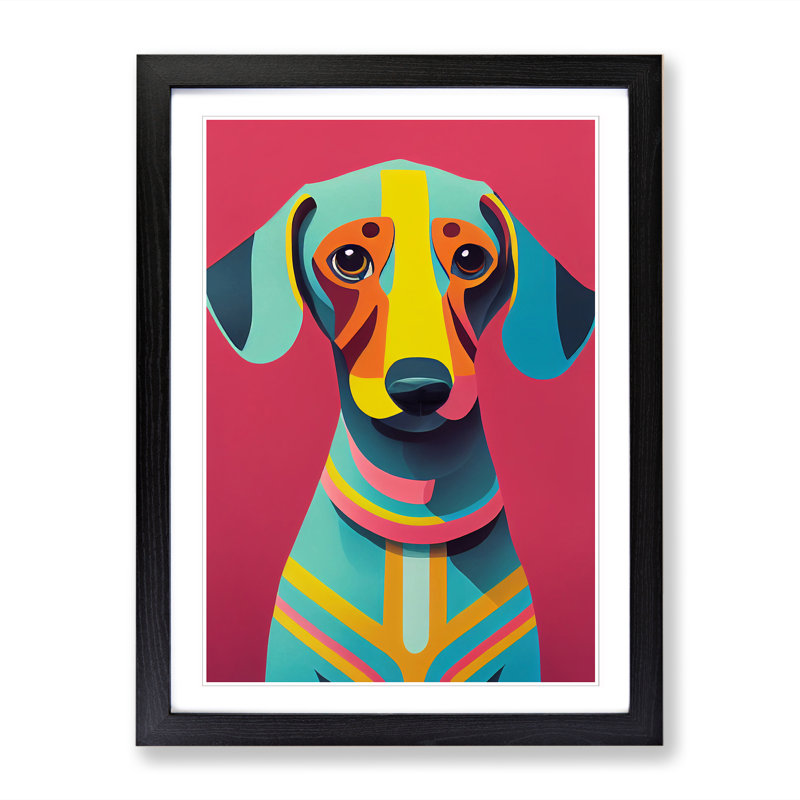 Liew Dachshund Kitsch - Picture Frame Print, Black, 64cm H x 46cm W x 2cm D