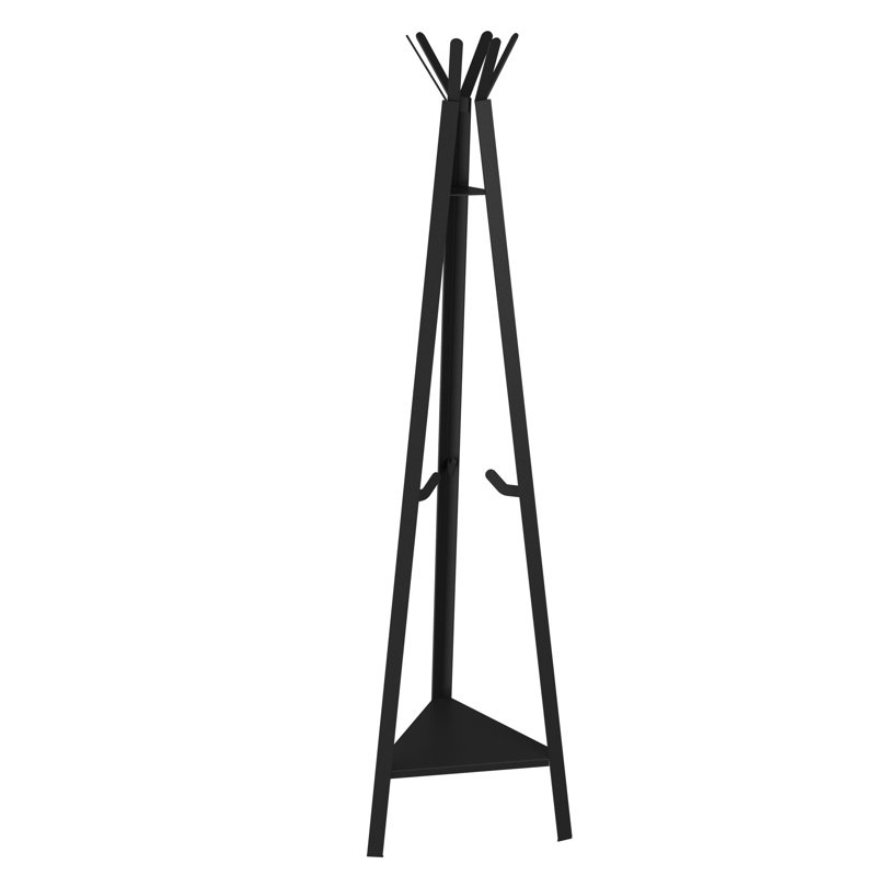 Huri Steel Freestanding 7 - Hook Coat Rack, Black