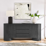 Duval 71" Rounded Sideboard Storage Cabinet In Black