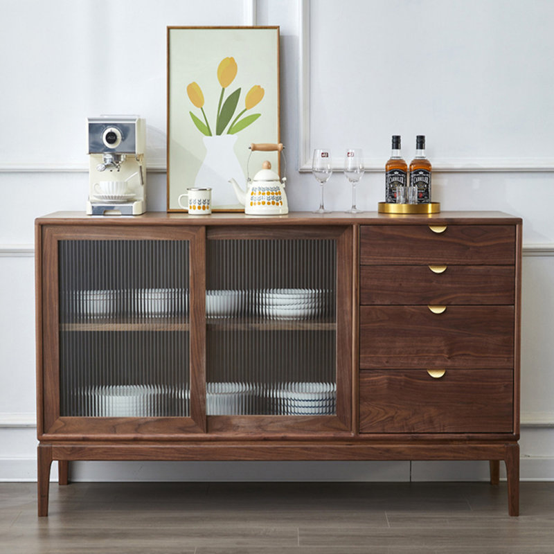 Armoire de rangement moderne à porte vitrée minimaliste, H 35,43 po x l 55,12 po x P 15,75 po