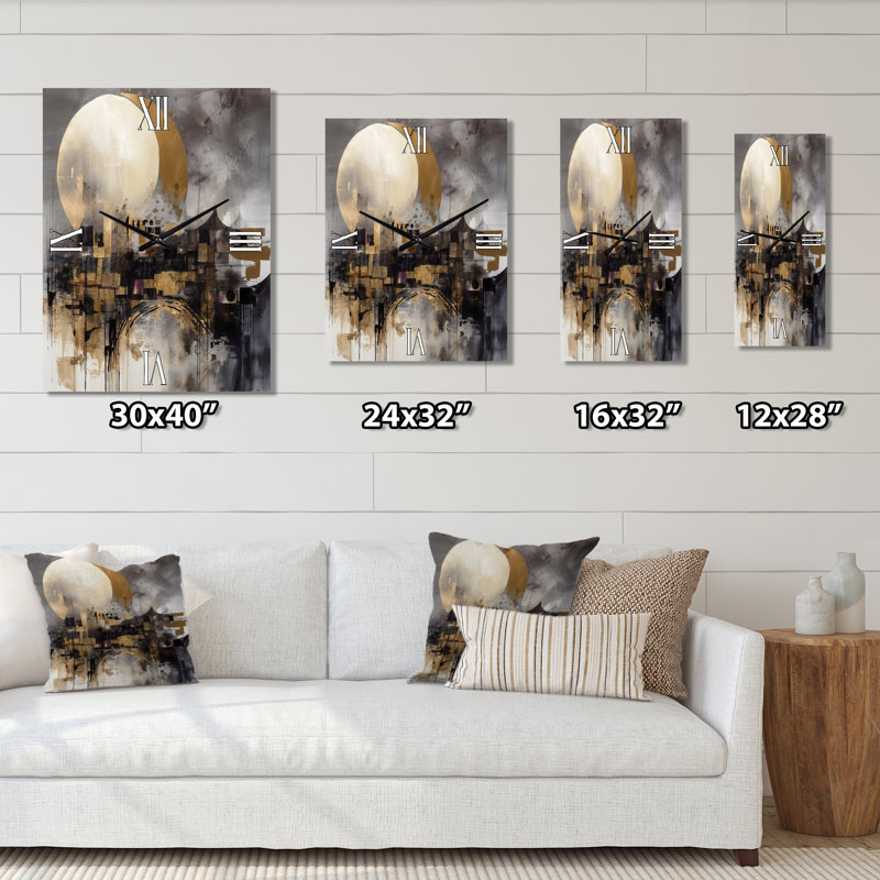 Exploring The Evolving Moon I - Landscape Modern Wall Clock, 32" H x 16" W x 1" D