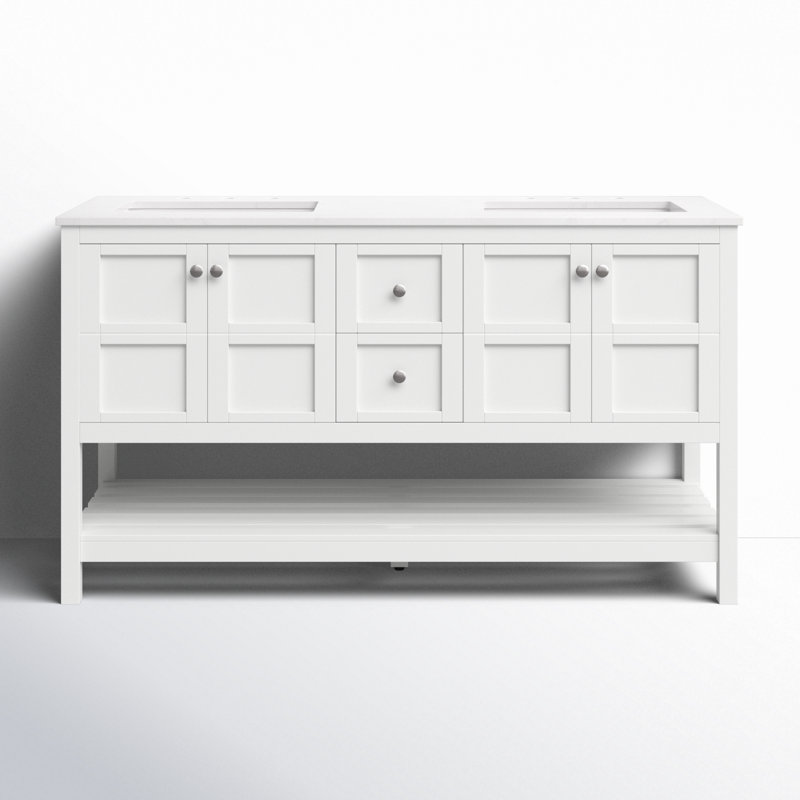 Krish 60'' Double Bathroom Vanity with Top, Off-White