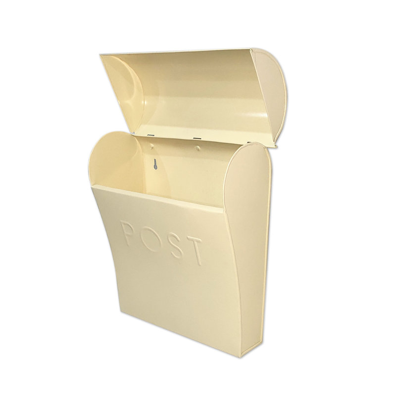 Cream Off-White Metal Wall Mount Mailbox with Lock