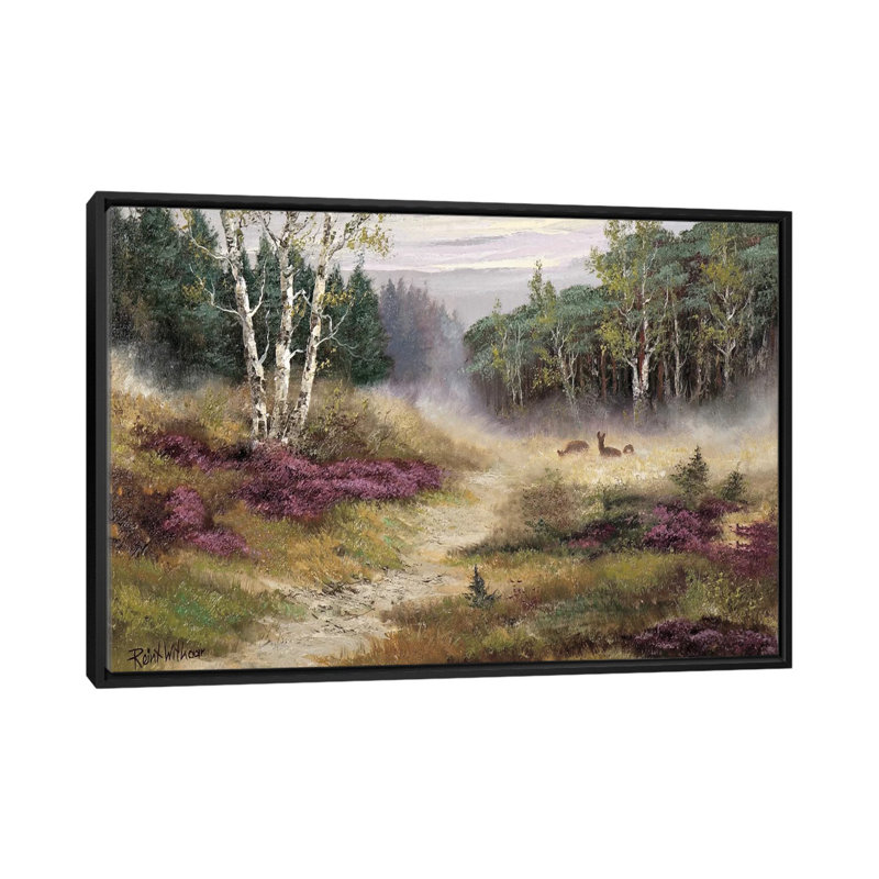 « watching the cerf », impression sur toile, H 18 po x l 26 po x P 1,5 po, Toile avec cadre noir, Pas de tapis