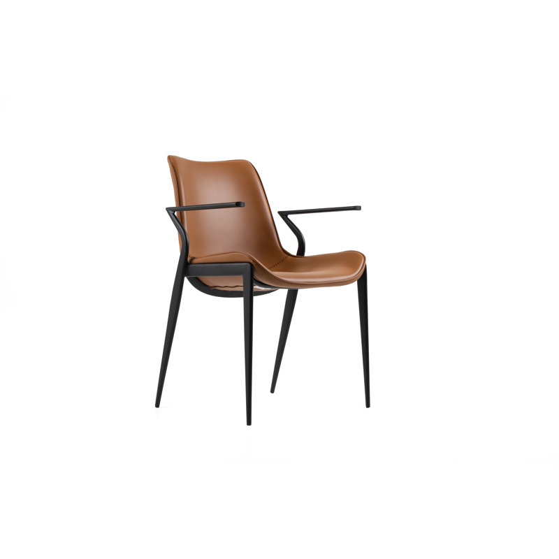 Quiteris - Modern Vegan Leather Dining Chair, Camel