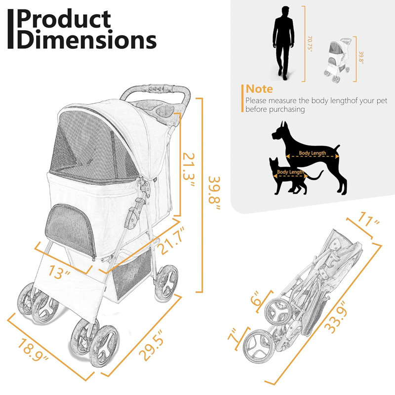 Pet Stroller Dog Cat Stroller