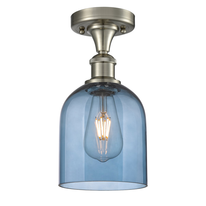Ballston - Allysson - Plafonnier semi-encastré 6 po 1 lumière - Abat-jour granuleux, Nickel satiné brossé, Bleu princesse