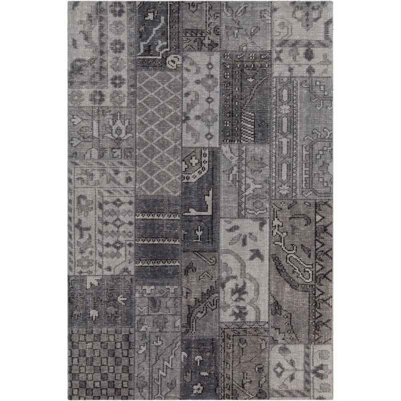 Fusion Wool Abstract Area Rug in Gray, Rectangle 5' x 7'6"