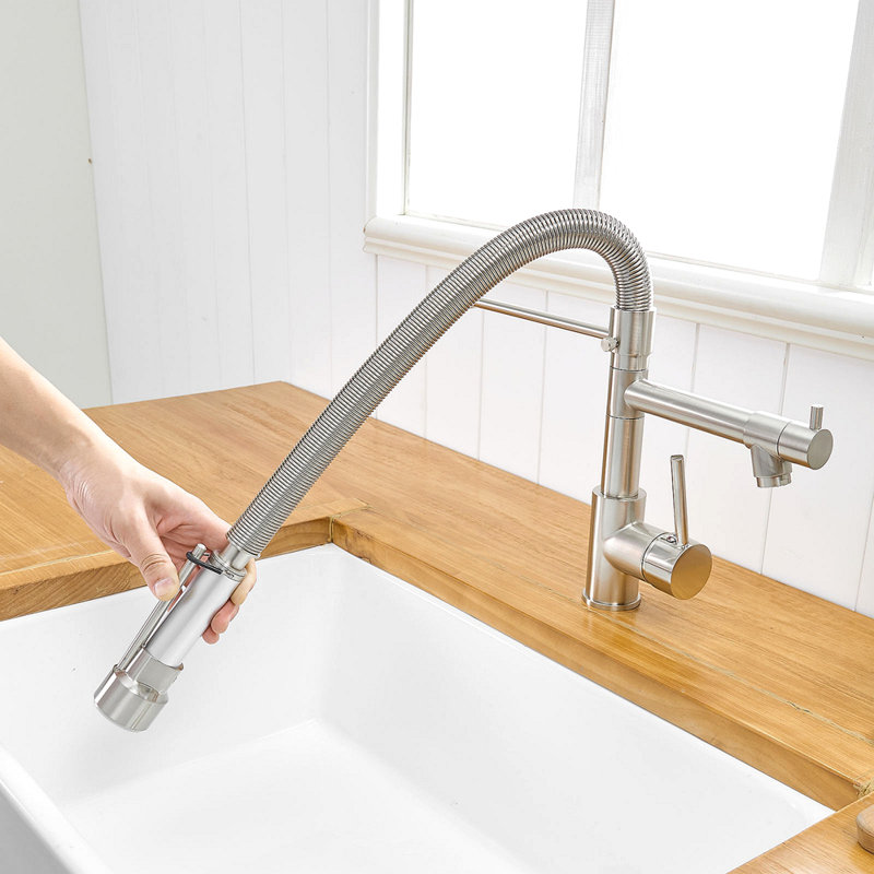 Commercial Style Kitchen Faucet With Pull Down Sprayer, Commercial Kitchen Faucet, Spring Kitchen Faucet, Kitchen Sink Faucet