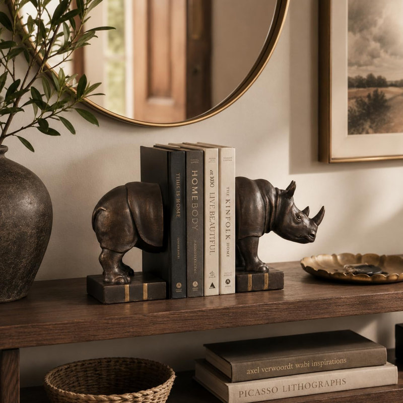 13.8 Inch Rhino Book Ends
