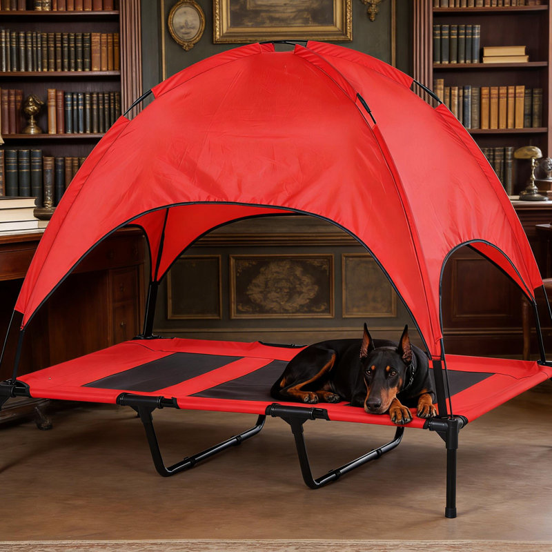 Lit surélevé pour chien avec auvent, structure légère et respirante, pour auvent pour chien Canine Friends - lit de bébé amélioré, filet, formats portables