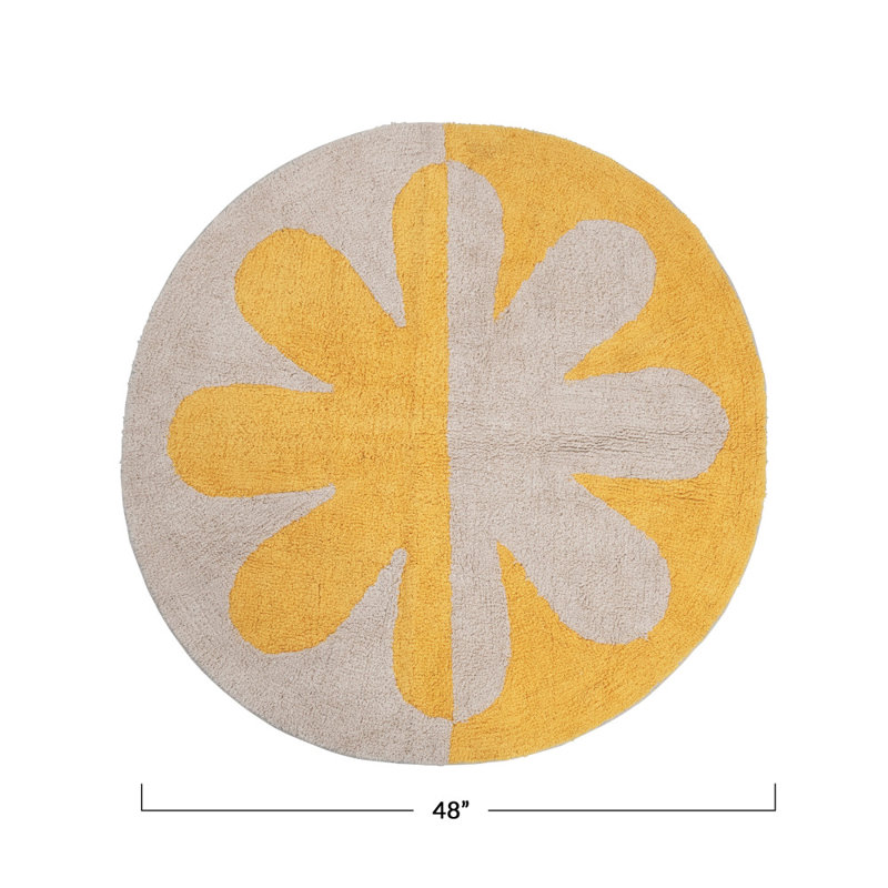 Tapis en coton 2 tons avec fleur Creative Co-Op