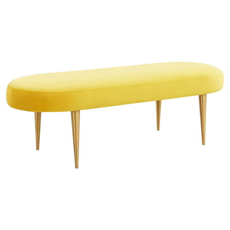Banc rembourré Jalinqua, Velours jaune souci