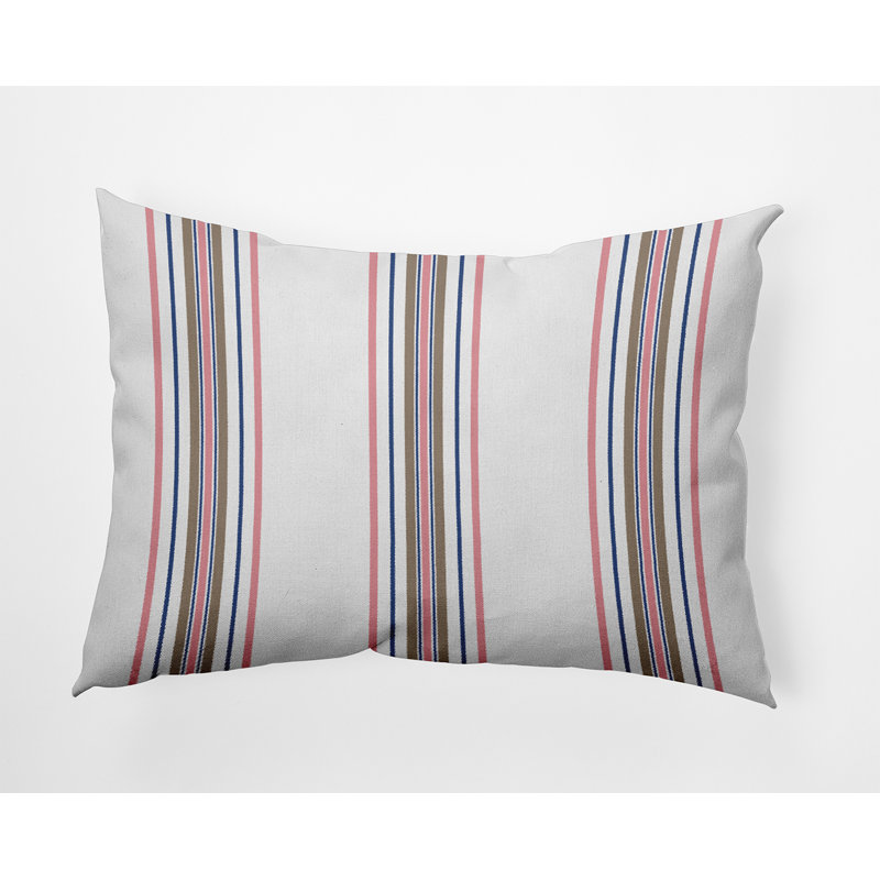 Reversible Throw Pillow, Pink/Olive/Blue Striped