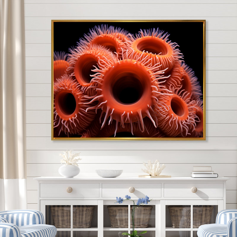 " Orange Giant Plumose Anemone ", Gold Floater Framed, 24" H x 32" W x 1" D