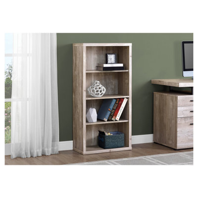 5-Tier Taupe Bookcase with Adjustable Shelves, 48-Inch Particle Board Etagere for Home Office or Bedroom Storage