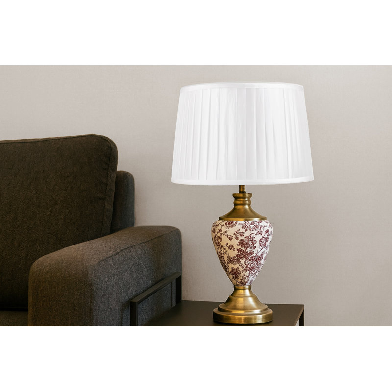 Bostrom 57cm Classic Toile de Jouy Vintage Style Table Lamp, Red/Gold, Ivory