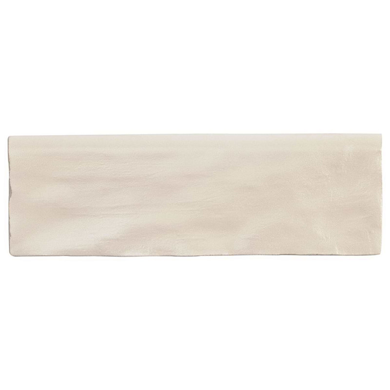 Montauk 2x8 Glazed Ceramic Bullnose Tile Trim, Cream
