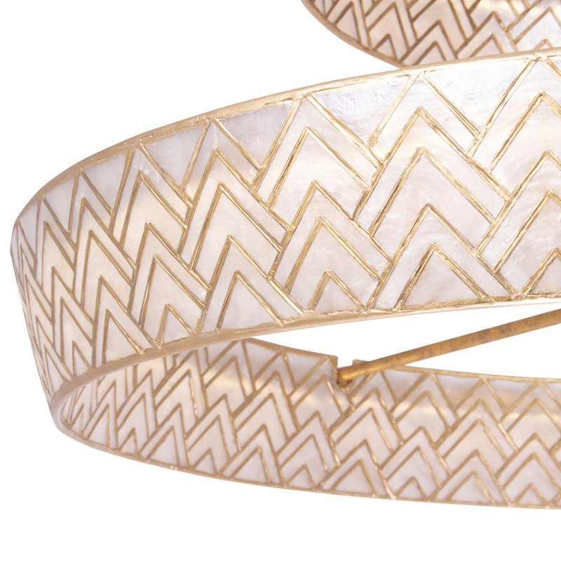 Lustre à étages Geo 28 po à 2 lumières DEL, fini feuille d'or oxydée