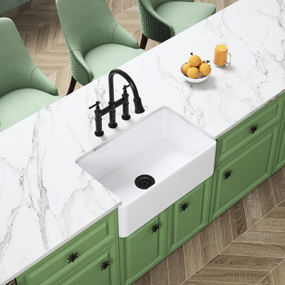 Évier de cuisine en céramique - tablier profond blanc encastré 18 po x 10 po x 24 po, 58 lb 24 po x 18 po x 10 po