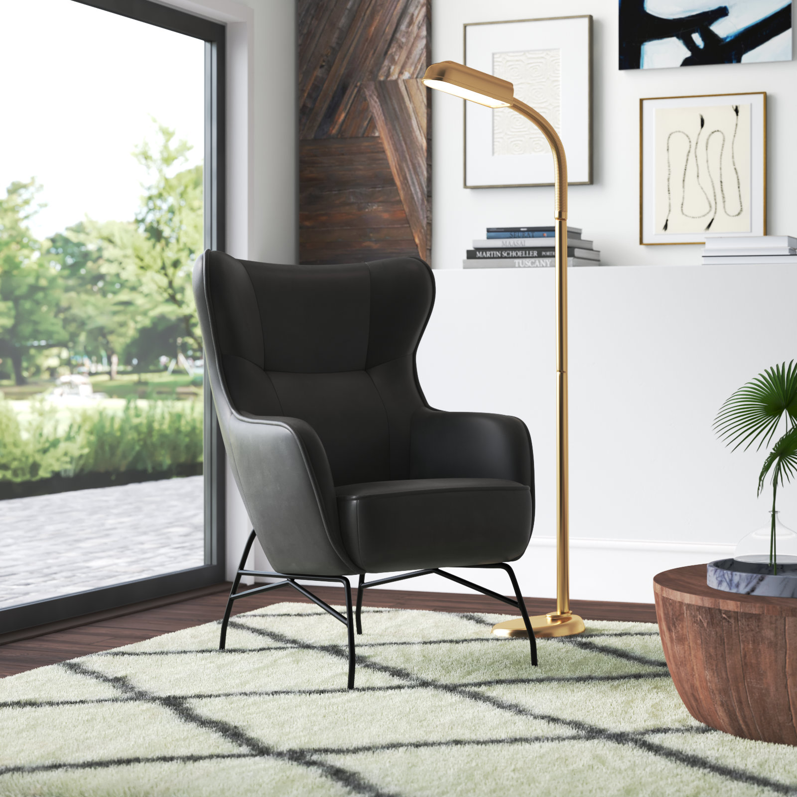 Trimble 19.6 Armchair Upholstery Color Black Faux Leather