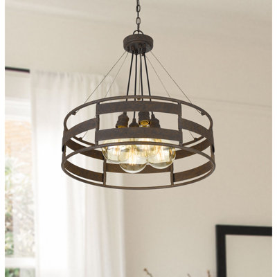 Lustre en fer fabriqué à la main 4 lumières avec ampoules Edison de Rochefort