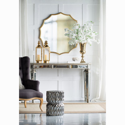 D40" Round Sunburst Wall Mirror With Gold Finish, Wall Decor Mirror For Entryway Bedroom Living Room