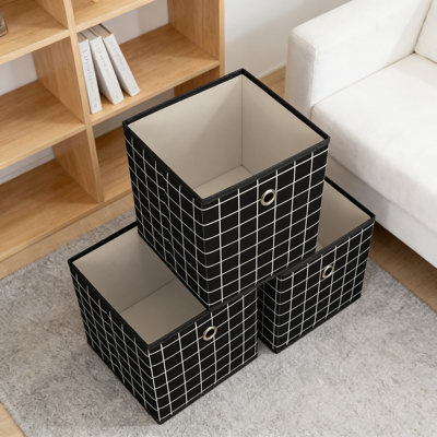 Foldable Storage Cubes With Dual Handles - Collapsible Fabric Organizer Bins For Home, Closet, And Toy Storage - Set Of 3