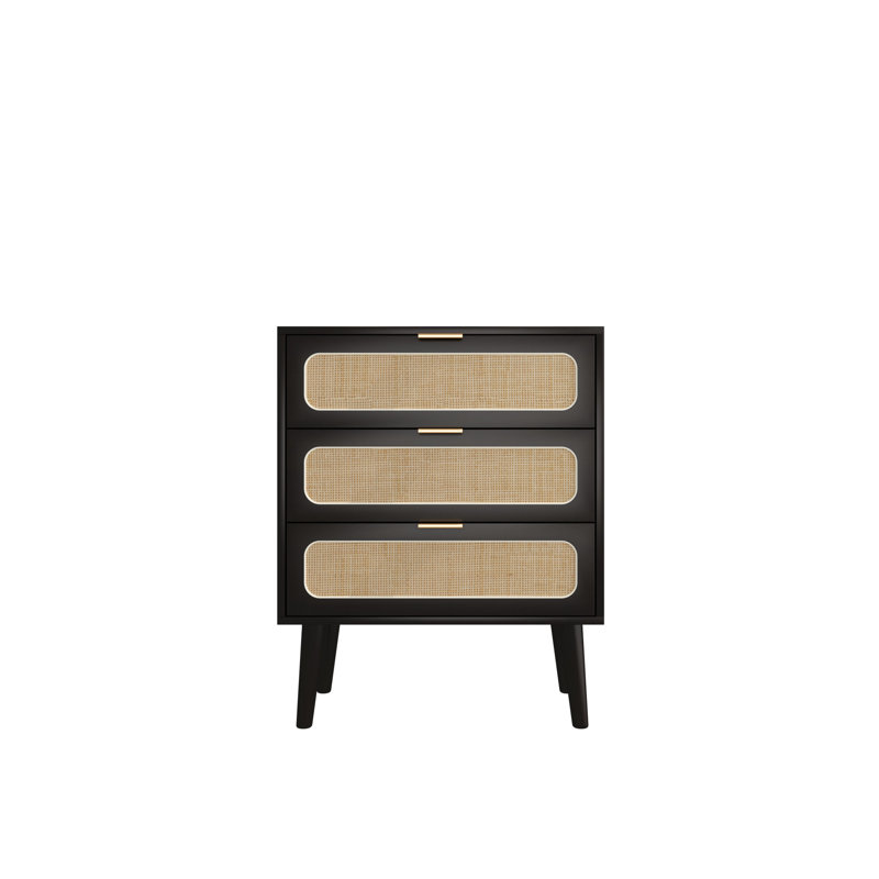 Table de chevet en bois manufacturé Chamblin, Noir