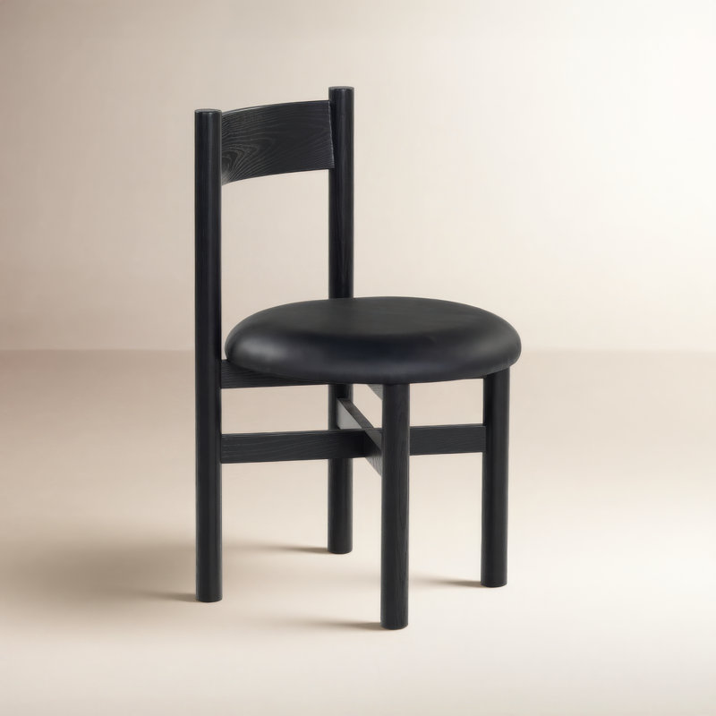 Chaise de salle à manger en cuir Zoyah, Noir, noir, noir, noir