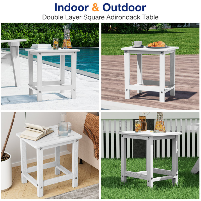 Outdoor HIPS Side Table For Patio Indoor Outdoor Weather - Resistant Adirondack Tables, White