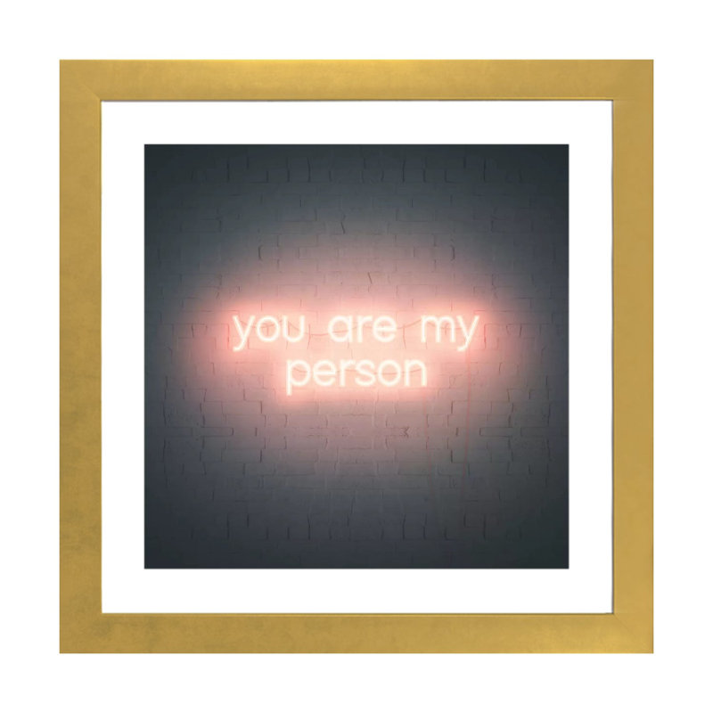 «Neon Love IV» par Grace Popp - impression d'art textuel, H 24 po x l 24 po x p 1 po, Papier encadré doré, Blanc
