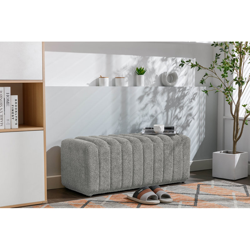 Repose-pieds en tissu Sherpa Barny, Sherpa gris