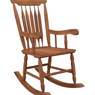 Chaise berçante de balcon en bois - capacité de 350 lb, dossier haut, siège confortable et cour à motif aquatique 352