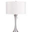 Lampe de table rétro 27 po en métal avec finition argentée et abat-jour en lin blanc