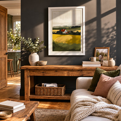 Cottage in the Landscape Rustic - Framed Print
