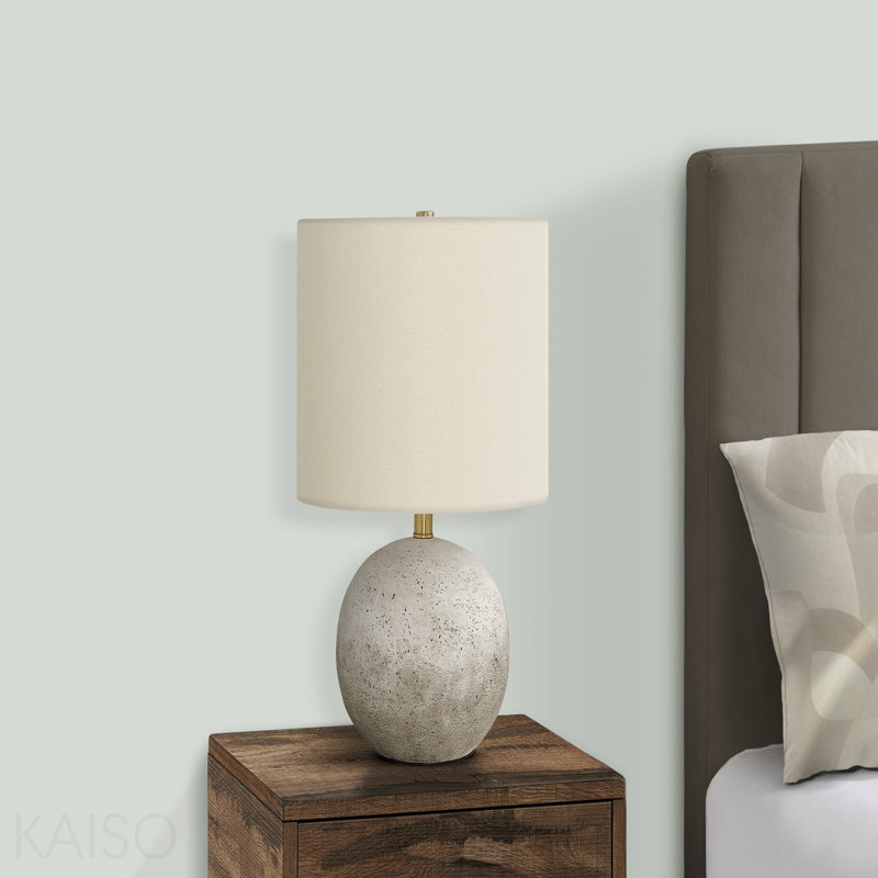 Lighting, H 20 po, lampe de table, béton gris, abat-jour ivoire / crème, contemporain, Grey