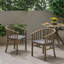 Ensemble de 2 chaises d'extérieur en bois avec coussins, gris foncé, finition grise