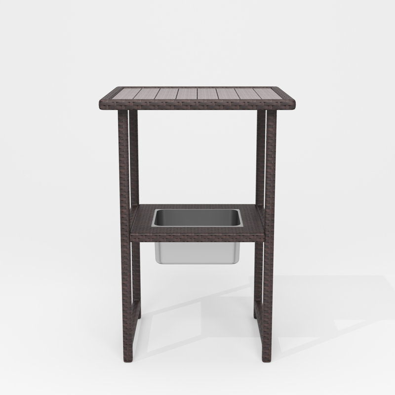 Solomie Rectangular Metal Outdoor Bar Table , 21.7'' in. W 24.6'' in. D, Brown