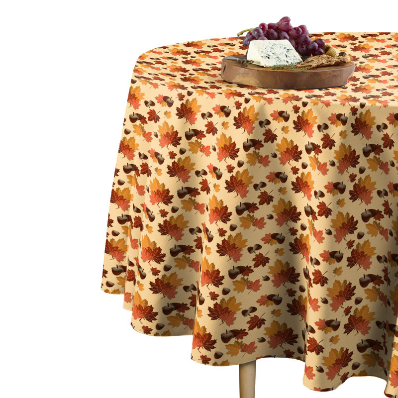 Klein Fall Maple Leaves Round Tablecloth, 114" W x 114" L