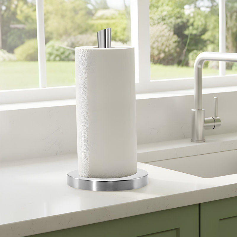 Stainless Steel Freestanding Organizer Stand,brushed Nickel Finish, Ideal For Large Rolls In Kitchen & Bathroom