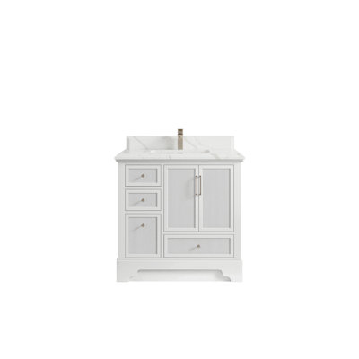 Meuble-lavabo simple 36 po avec plateau en quartz Alys