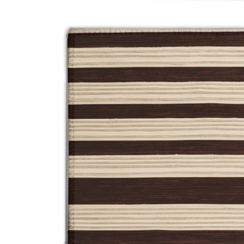 Tapis intérieur / extérieur noir HorizontalStripes, Rectangulaire 2 pi x 3 pi