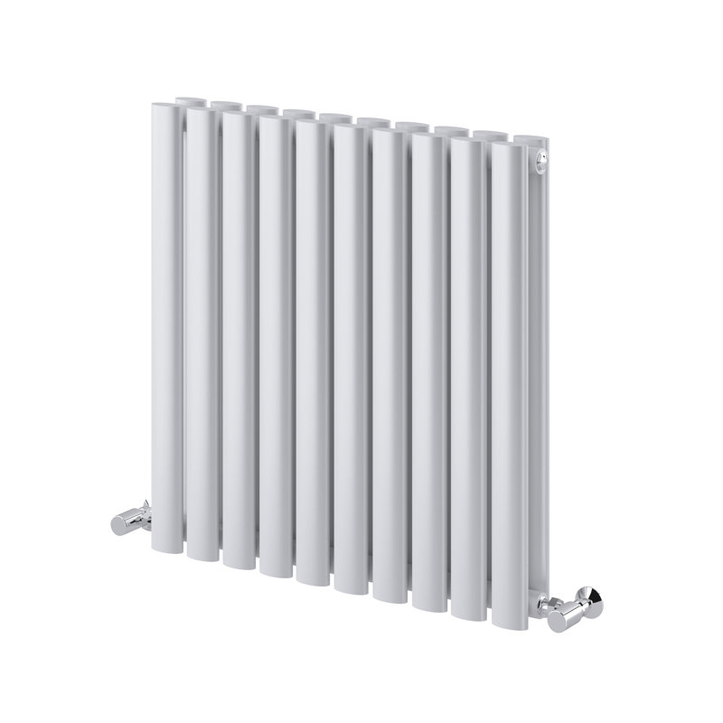  Horizontal Oval Panel Radiators, White, 600mm H x 590mm W