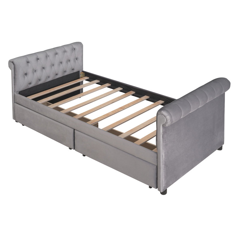 Lit de jour confortable avec tiroirs et fabrication robuste pour une utilisation polyvalente, Gris