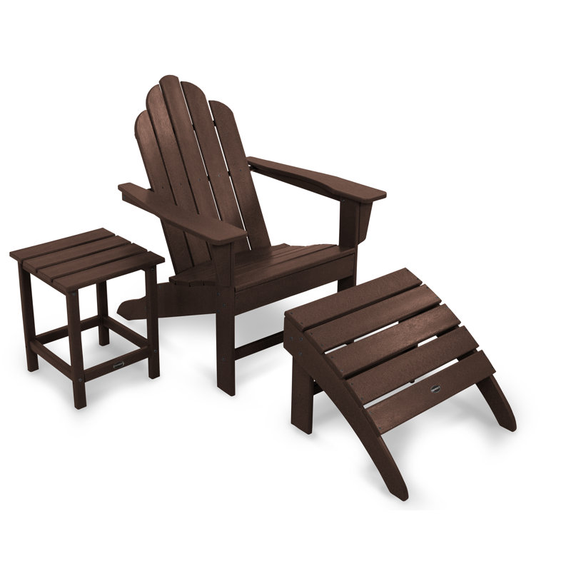 POLYWOOD Long Island Adirondack 3-Piece Set, Mahogany