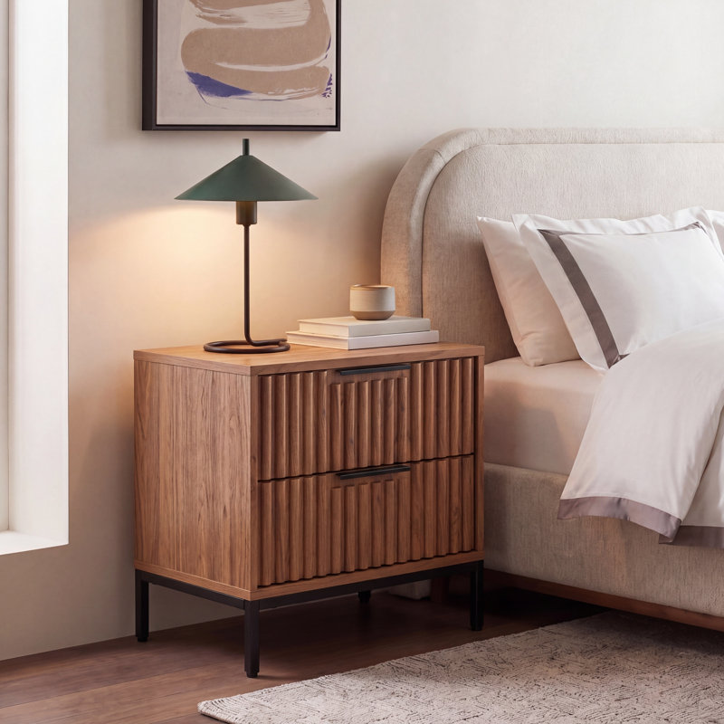 2 - Drawer Nightstand, Oak/Black