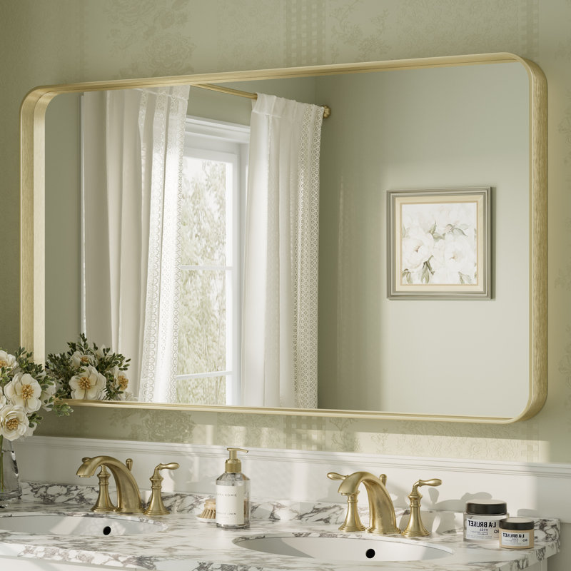 Miroir mural Aevar, Or brossé, 51 po x 30 po