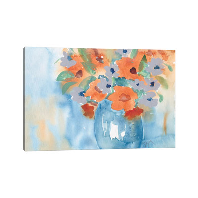 Orange Blue Bouquet 1 Piece Wrapped Canvas Wall Art